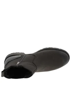 Boots charbon à talon décroché bas avec un zip et un soufflet élastiqué