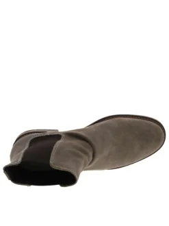 Boots Chelsea grises en cuir nubuck à talon bas et tige souple à revers