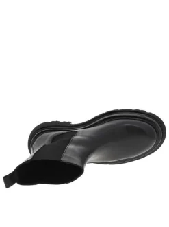 Boots chunky en cuir noires à semelles décrochés moyen