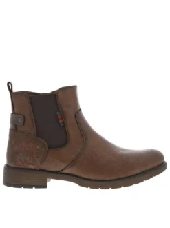 Boots cognac à talon décroché bas avec un zip et un soufflet élastiqué