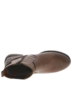 Boots cognac à talon décroché bas avec un zip et un soufflet élastiqué