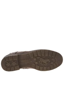 Boots cognac à talon décroché bas avec un zip et un soufflet élastiqué