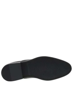 Boots de ville noires en cuir à talon plat avec lacets ronds style corde