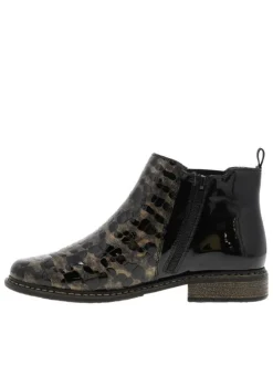 Boots en cuir bronze à talon décroché bas avec un zip et un soufflet élastiqué