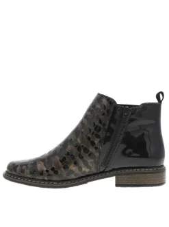 Boots en cuir bronze à talon décroché bas avec un zip et un soufflet élastiqué