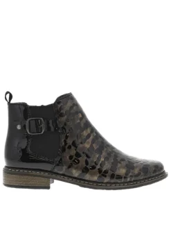 Boots en cuir bronze à talon décroché bas avec un zip et un soufflet élastiqué