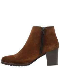 Boots en cuir brunes avec semelle à talon décroché moyen et glissière