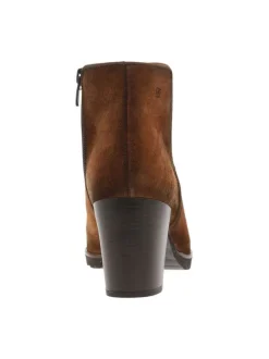 Boots en cuir brunes avec semelle à talon décroché moyen et glissière