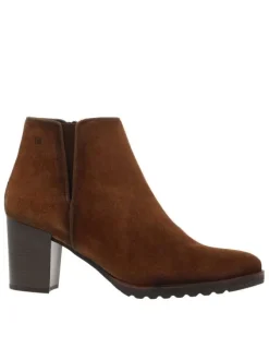 Boots en cuir brunes avec semelle à talon décroché moyen et glissière