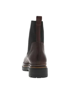 Boots en cuir chocolat avec contrefort renforcé et fermeture à soufflet élastiqué