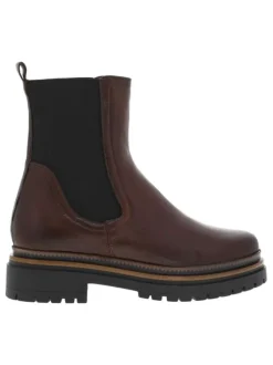 Boots en cuir chocolat avec contrefort renforcé et fermeture à soufflet élastiqué