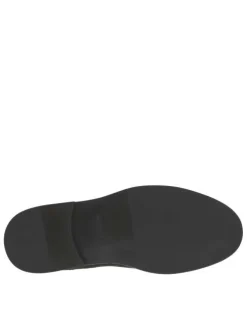 Boots en cuir chocolat à talon décroché bas avec des soufflets élastiqués