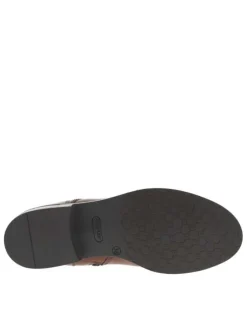 Boots en cuir cognac aspect fumé à talon plat avec lacets ronds et zip latéral