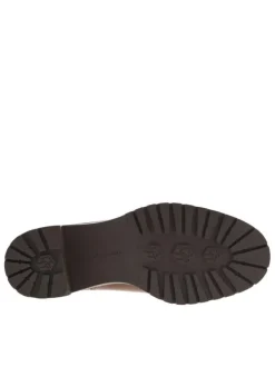 Boots en cuir cognac à talon décroché moyen avec soufflet élastiqué et logo