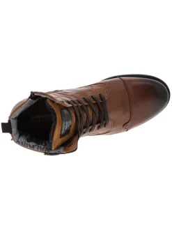 Boots en cuir marron avec fermeture à zip et lacets tressés marrons