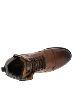 Boots en cuir marron avec fermeture à zip et lacets tressés marrons