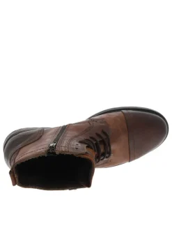 Boots en cuir marron avec une fermeture zippée lacets ronds et languette d'aisance
