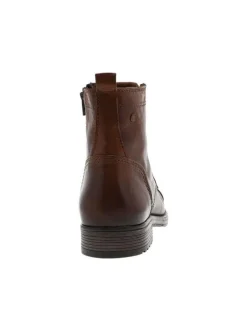 Boots en cuir marron avec une fermeture zippée lacets ronds et languette d'aisance