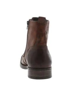 Boots en cuir marron avec une fermeture zippée lacets ronds et languette d'aisance