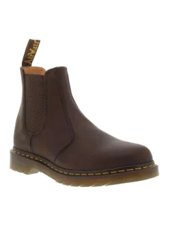 Boots en cuir marron à talon décroché bas avec des soufflets élastiqués