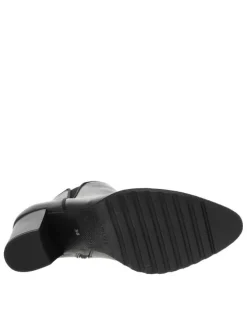 Boots en cuir noires avec semelle à talon décroché moyen et fermeture à zip