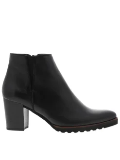 Boots en cuir noires avec semelle à talon décroché moyen et fermeture à zip
