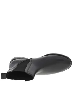 Boots en cuir noires avec soufflet élastiqué et semelle extérieure antidérapante
