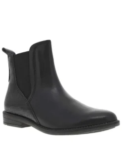 Boots en cuir noires avec soufflet élastiqué et semelle extérieure antidérapante