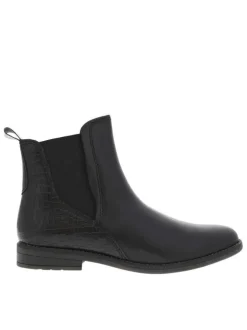 Boots en cuir noires avec soufflet élastiqué et semelle extérieure antidérapante