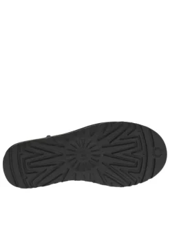 Boots en cuir noires à semelle à talon plat et fourrure à l'intérieur