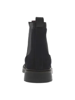 Boots en cuir noires à talon décroché bas avec soufflets élastiqués