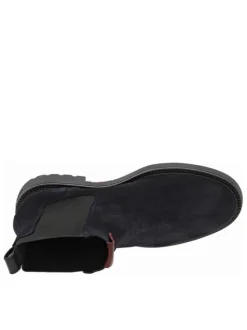 Boots en cuir noires à talon décroché bas avec soufflets élastiqués