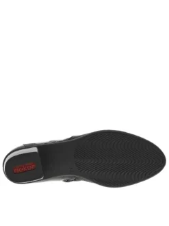 Boots en cuir noires à talon décroché bas avec un zip côté interne