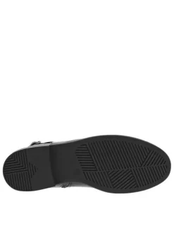 Boots en cuir noires à talon décroché bas avec zip et soufflet élastiqué