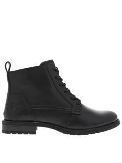 Boots en cuir noires à talon décroché bas et fermeture zippée