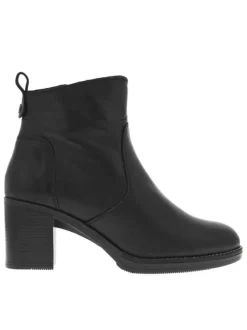 Boots en cuir noires à talon décroché moyen avec une trépointe cousue