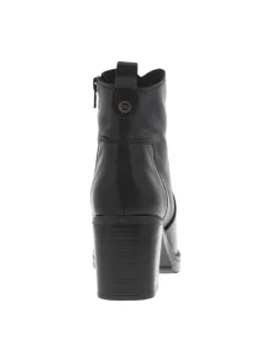 Boots en cuir noires à talon décroché moyen avec une trépointe cousue