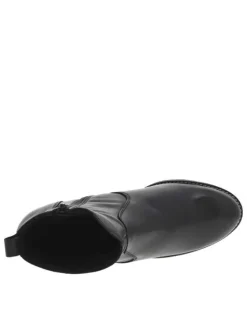 Boots en cuir noires à talon décroché moyen avec une trépointe cousue