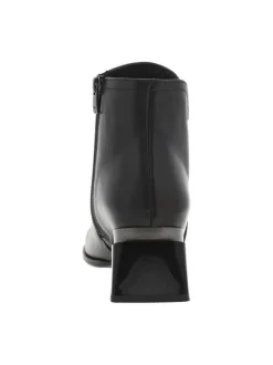 Boots en cuir noires à talon décroché moyen, à zip avec surpiqûre ton sur ton