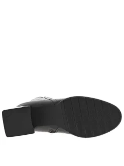Boots en cuir noires à talon décroché moyen, à zip avec surpiqûre ton sur ton