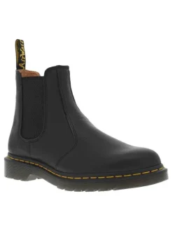Boots en cuir noires à talon plat avec fermeture par bandes élastiquées