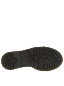 Boots en cuir noires à talon plateau avec un zip et revêtement en grains