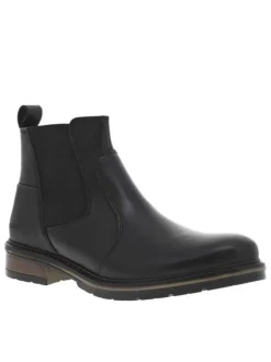 Boots en cuir noires type chelsea à talon plat et à zip latéral