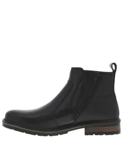 Boots en cuir noires type chelsea à talon plat et à zip latéral