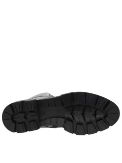 Boots en cuir noir à semelle compensée à talon plat et à zip latéral