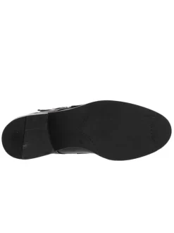 Boots en cuir noir à semelle et talon plat et à zip latérale intérieur