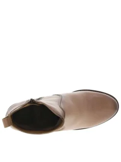 Boots en cuir taupe à talon décroché moyen et une fermeture zippée