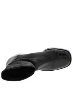Boots en textile souple noir et cuir vernis à talon décroché haut