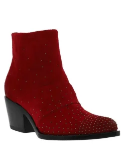 Boots femme cuir rouge