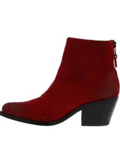 Boots femme cuir rouge